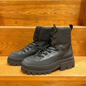 Zara Black Combat Heeled Boots